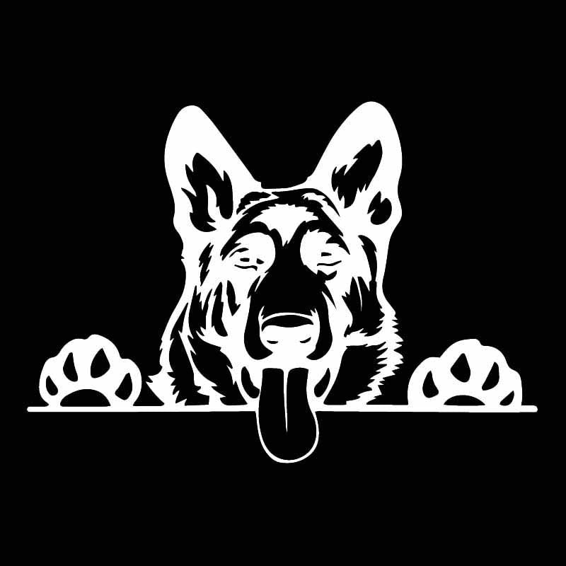 16.8X11.9CM Modern Art Funny Animal Vinyl Car Sticker German Shepherd Dog Decal Black/Silver C24-1575