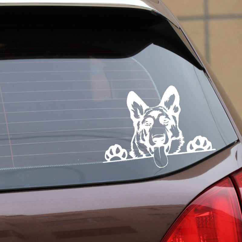 16.8X11.9CM Modern Art Funny Animal Vinyl Car Sticker German Shepherd Dog Decal Black/Silver C24-1575