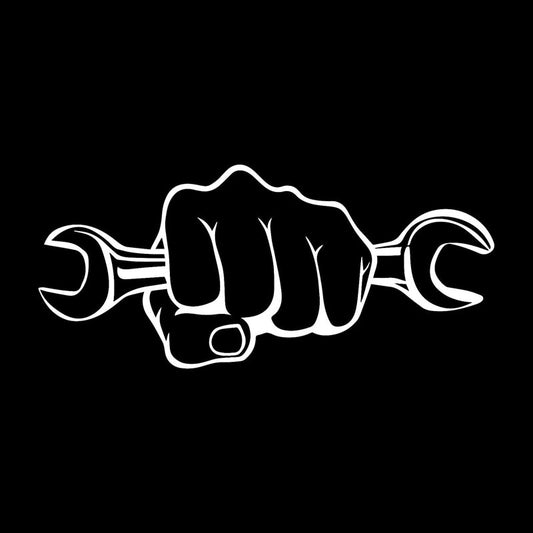 17.7*7.9CM  Personalized Car Stickers Mechanic Holding A Wrench Funny Motorcycle Vinyl Decals Black/Silver C7-1737