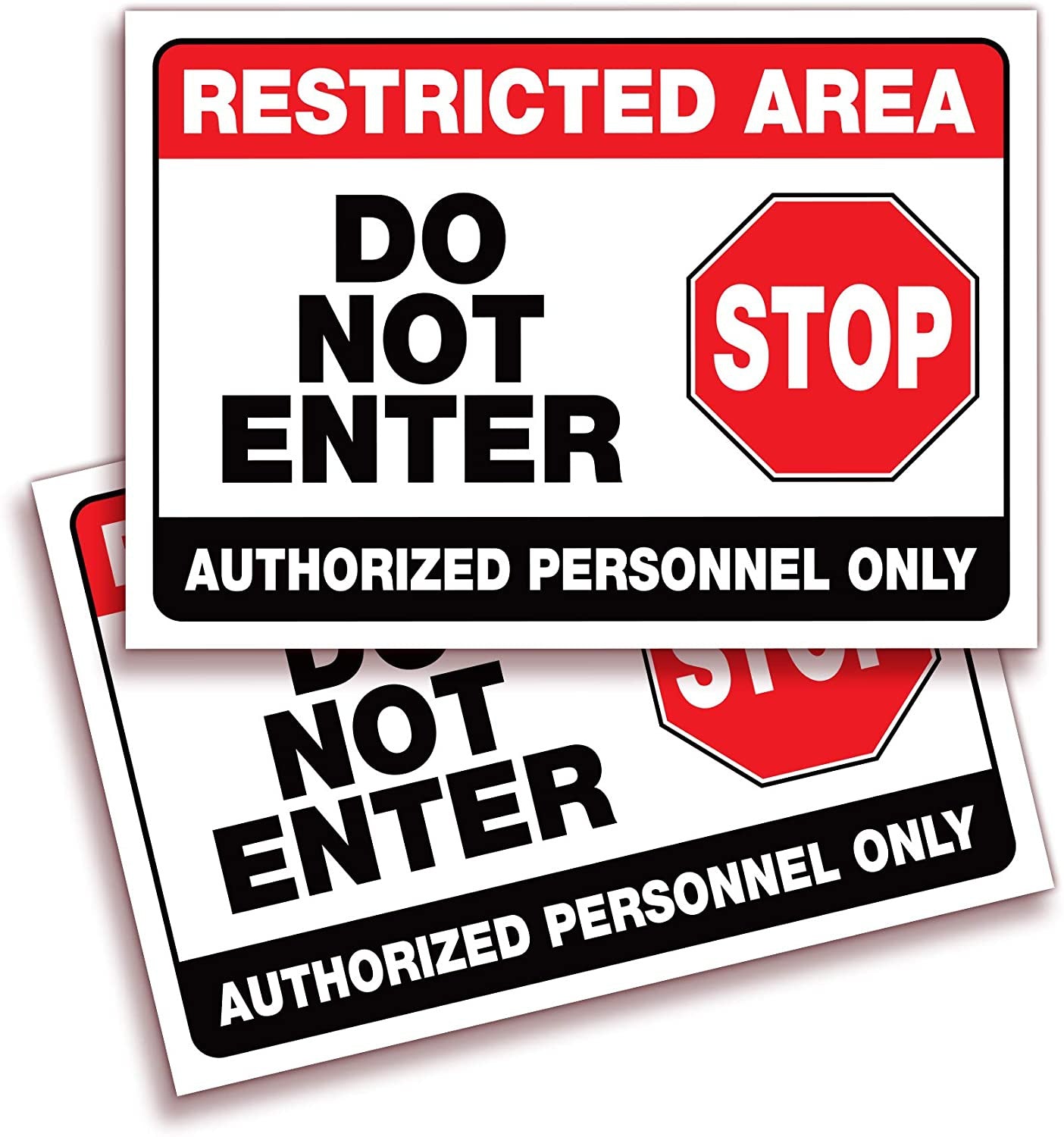 10x7Inch 2 Pack Restricted Area, Do Not Enter, Authorized Personnel Only Signs Stickers Indoor & Outdoor