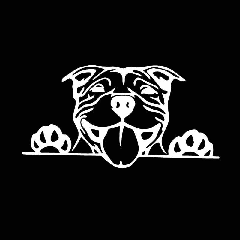 15.7X8.2CM Funny Car Sticker Paws Up Pitbull Bully Dog Decal Vinyl Decor Black/Silver C24-1577