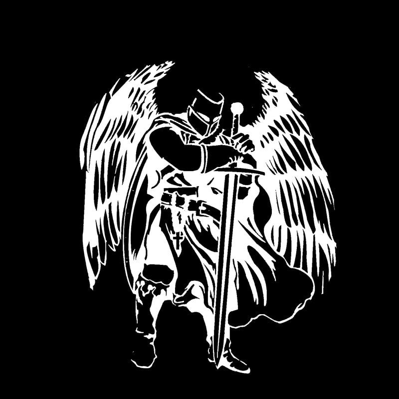 12.3*15CM Handsome Warrior Knight Angel Decal Black/Silver Covering The Body Silhoutte Car Sticker Vinyl C20-1568
