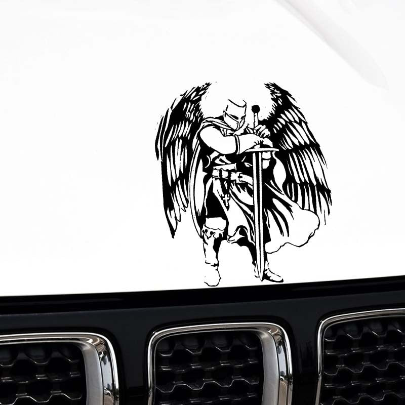 12.3*15CM Handsome Warrior Knight Angel Decal Black/Silver Covering The Body Silhoutte Car Sticker Vinyl C20-1568