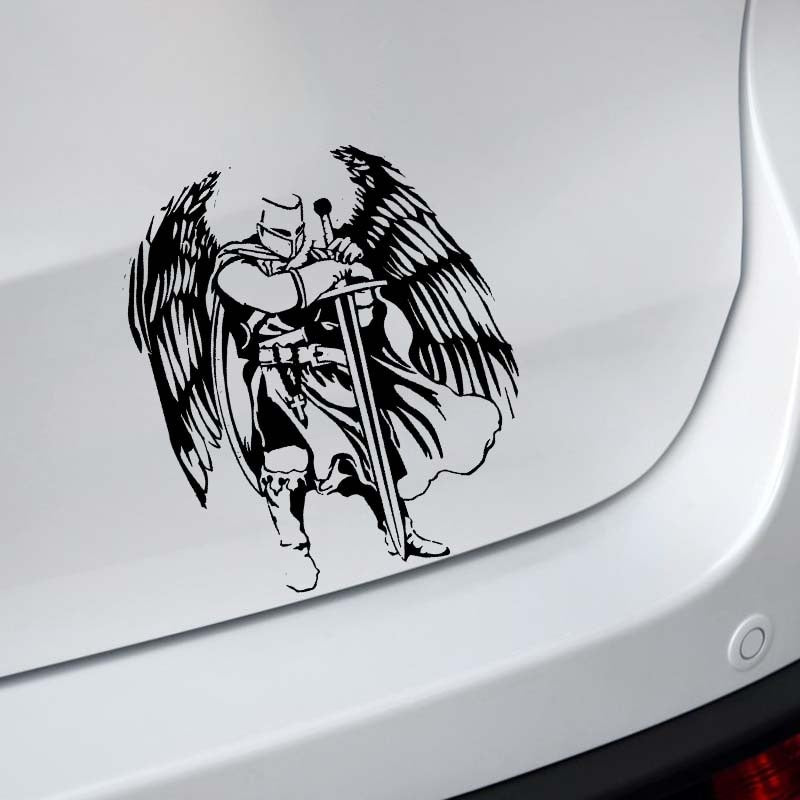 12.3*15CM Handsome Warrior Knight Angel Decal Black/Silver Covering The Body Silhoutte Car Sticker Vinyl C20-1568