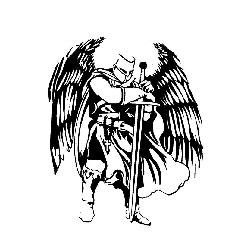 12.3*15CM Handsome Warrior Knight Angel Decal Black/Silver Covering The Body Silhoutte Car Sticker Vinyl C20-1568