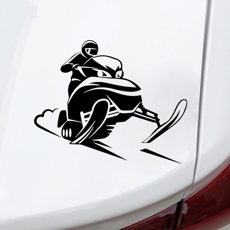 17.4CM*13.9CM Snowmobile Rider Vinyl Car Body Stickers Funny Car Styling Window Accessories Black/Silver C31-0520