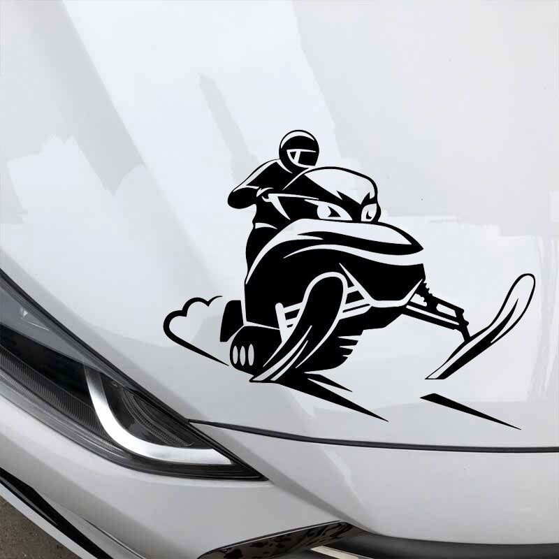 17.4CM*13.9CM Snowmobile Rider Vinyl Car Body Stickers Funny Car Styling Window Accessories Black/Silver C31-0520
