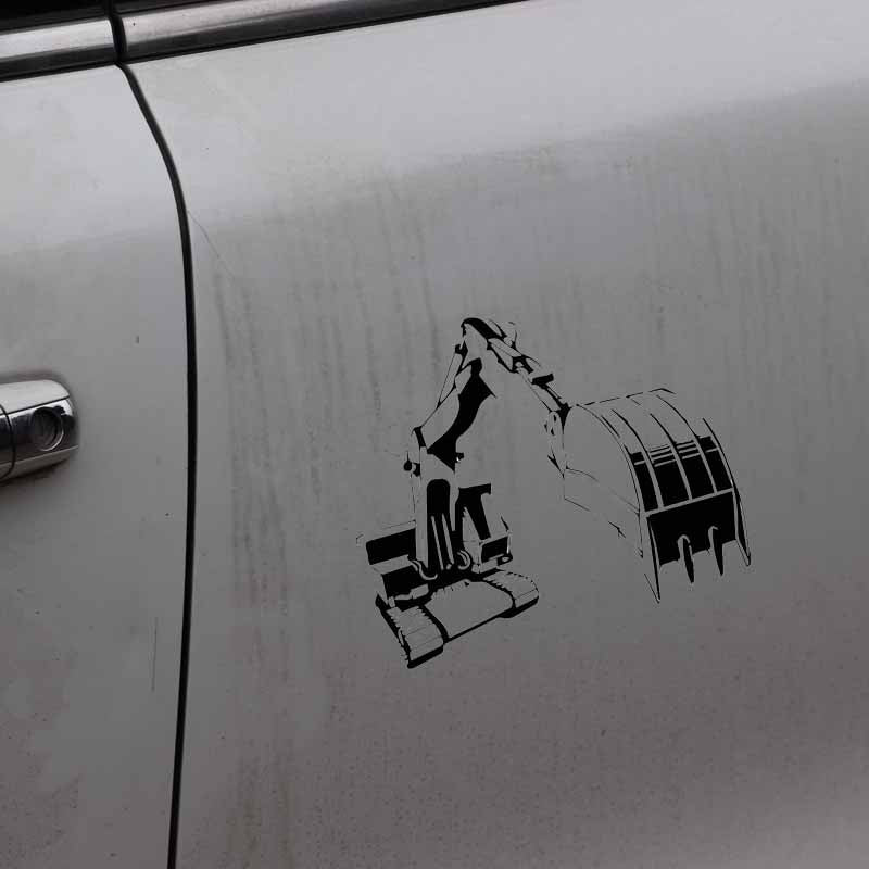 15.5CM*14.1CM Excavating Machinery Window Vinyl Decal Car Sticker Black/Silver C27-0074