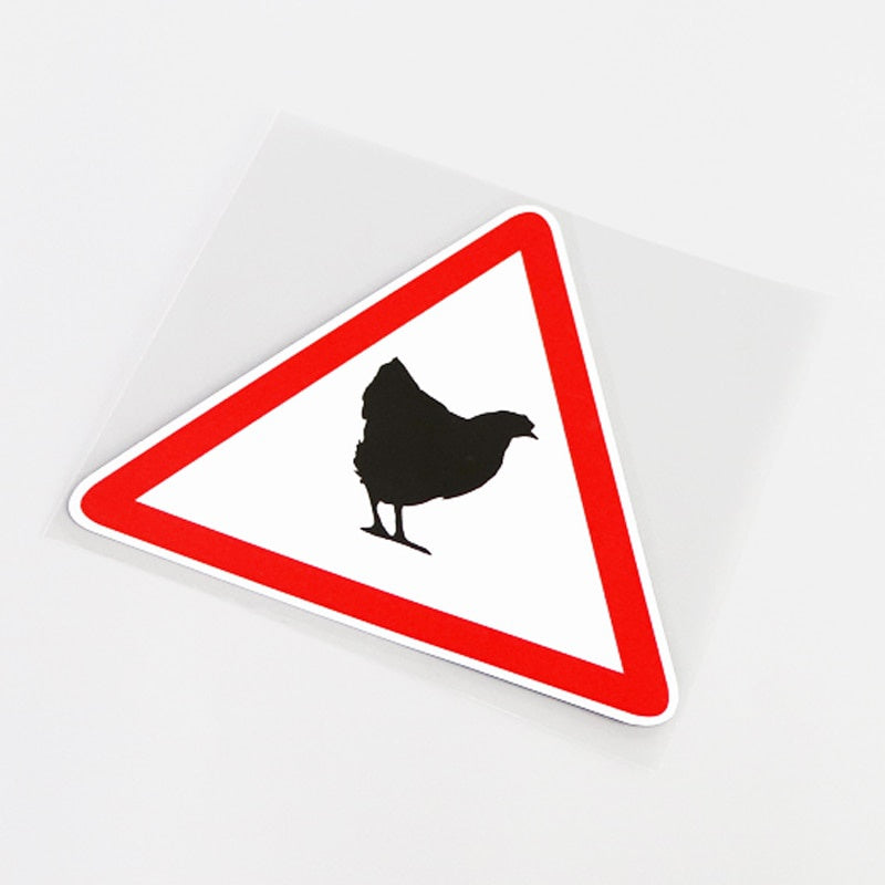13CM*11.2CM Cartoon Chicken Warning Mark PVC Car Sticker Waterproof Decals