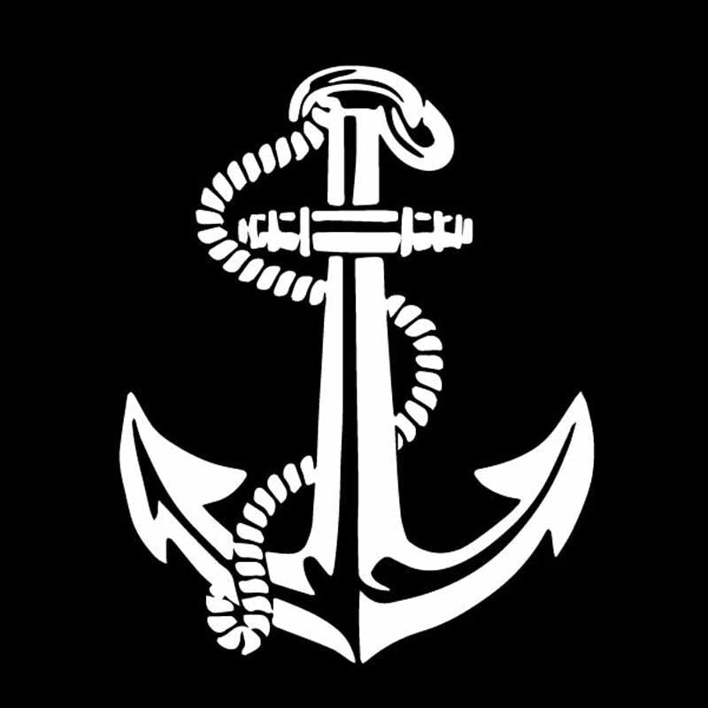12CM*15.2CM Ship Boat Anchor Rope Delicate Seaman Travel Vinly Decal Nice Car Sticker Black/Silver C27-0594