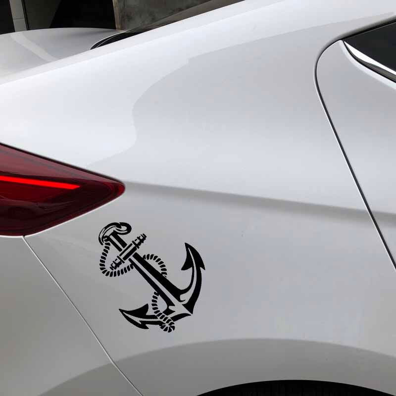 12CM*15.2CM Ship Boat Anchor Rope Delicate Seaman Travel Vinly Decal Nice Car Sticker Black/Silver C27-0594