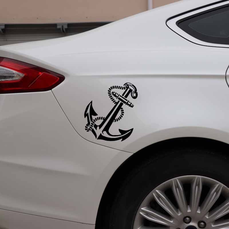 12CM*15.2CM Ship Boat Anchor Rope Delicate Seaman Travel Vinly Decal Nice Car Sticker Black/Silver C27-0594