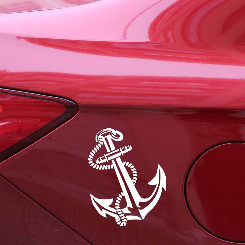 12CM*15.2CM Ship Boat Anchor Rope Delicate Seaman Travel Vinly Decal Nice Car Sticker Black/Silver C27-0594