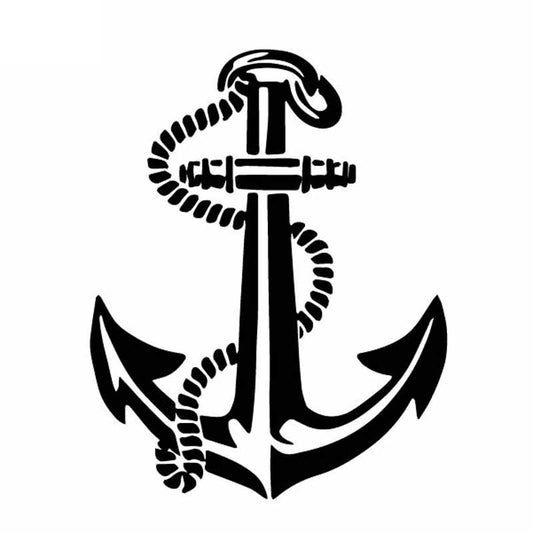 12CM*15.2CM Ship Boat Anchor Rope Delicate Seaman Travel Vinly Decal Nice Car Sticker Black/Silver C27-0594