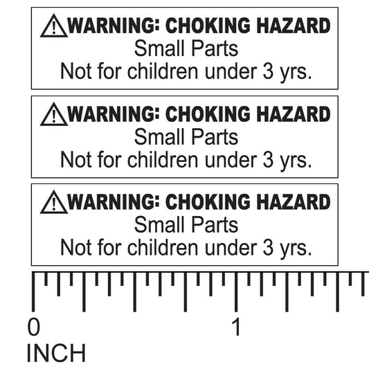 1.5"x0.4" Warning Choking Hazard Small Parts Not for Children Under 3 Years Stickers 3 Adhesive Labels