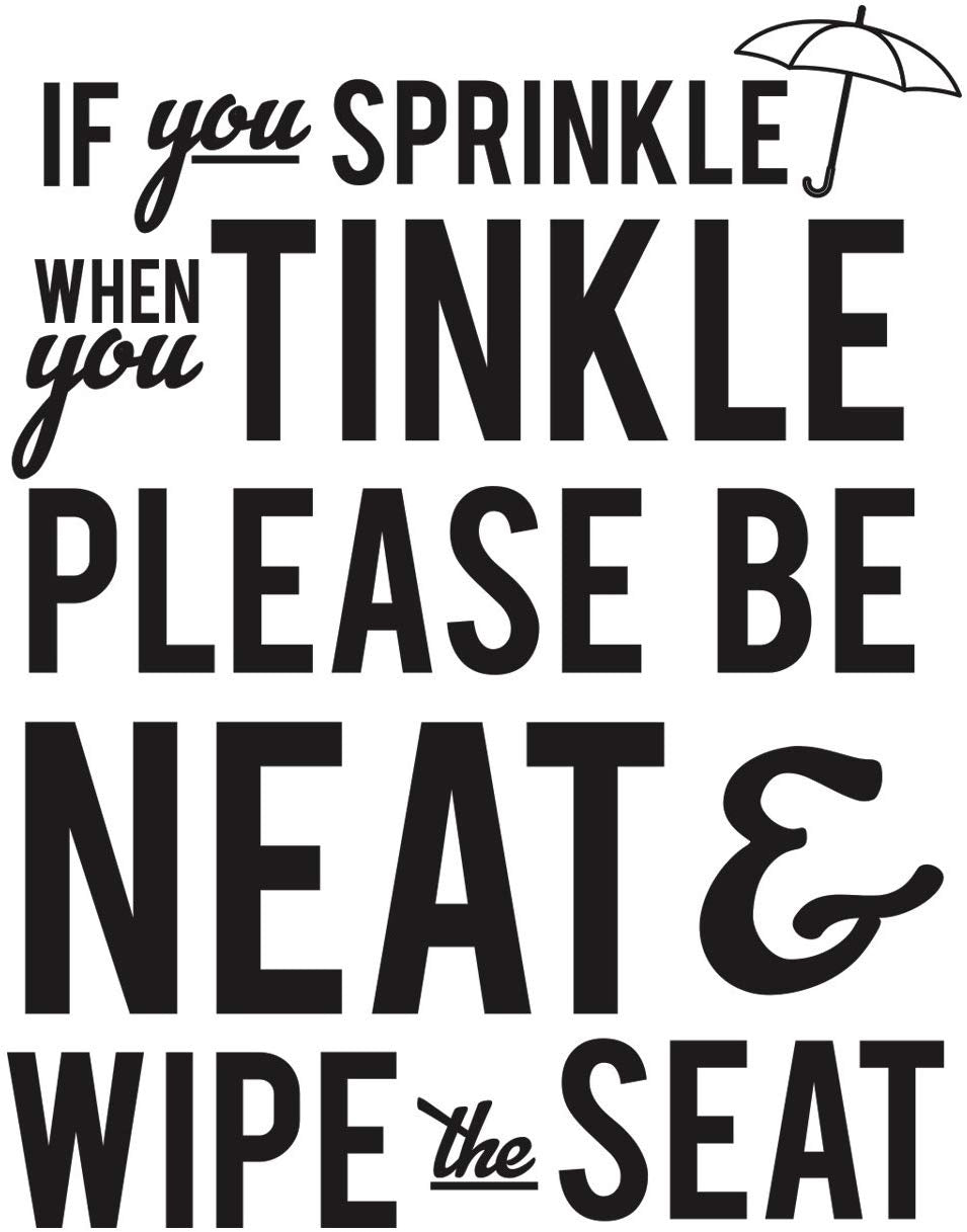 Set of 4 Funny Bathroom Quotes & Rules (Unframed) Best Modern Toilet Decor (8"x10") Black & White Prints