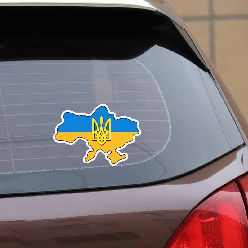 14.9CM*10.3CM Ukraine Flag Trident Car Sticker Map Decal Ukrainian Car Accessories
