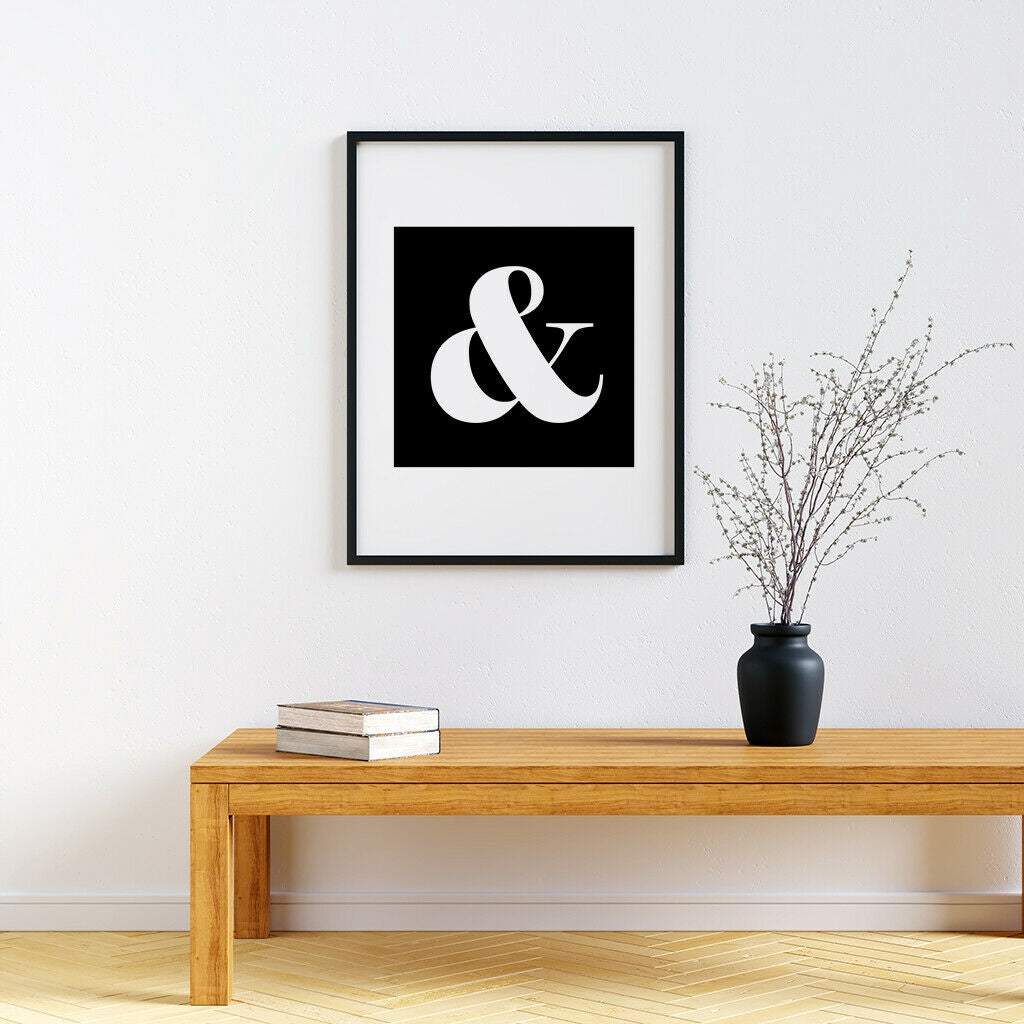 Black And White Ampersand Fashionable Print Bedroom Wall Art Home Décor No Frame