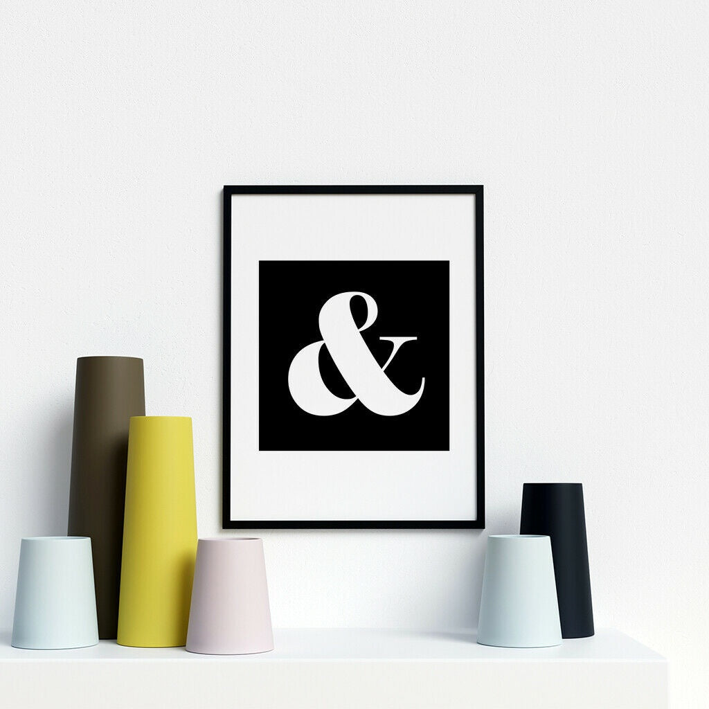 Black And White Ampersand Fashionable Print Bedroom Wall Art Home Décor No Frame