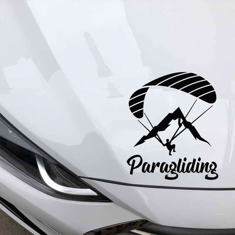 14.3CM*17.3CM Paraglider Paragliding Extreme Sport Decor Car Sticker Motorcycle Decal Black/Silver C31-0097