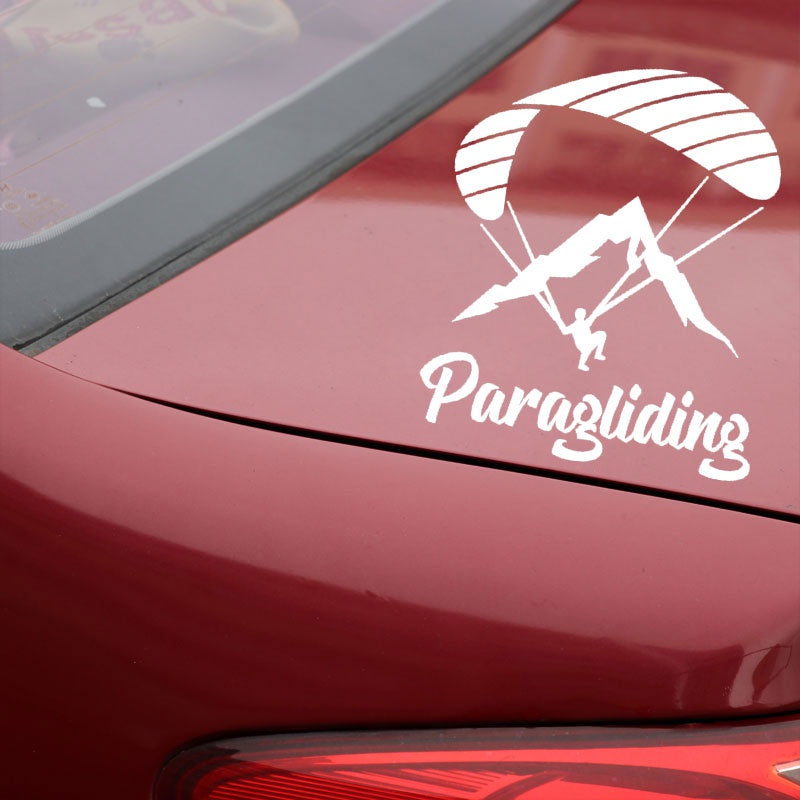 14.3CM*17.3CM Paraglider Paragliding Extreme Sport Decor Car Sticker Motorcycle Decal Black/Silver C31-0097
