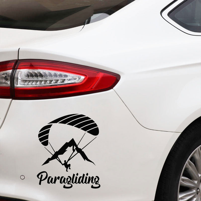 14.3CM*17.3CM Paraglider Paragliding Extreme Sport Decor Car Sticker Motorcycle Decal Black/Silver C31-0097