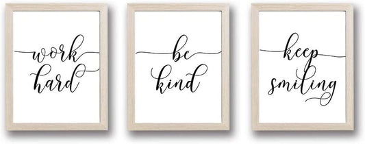 No Frame Inspirational Quotes Art Print Set of 3 (10”X8”)-Ready to Hang Minimalist Typography Wall Saying Poster, Black and White Modern Canvas Artwork for Bedroom Home Decor