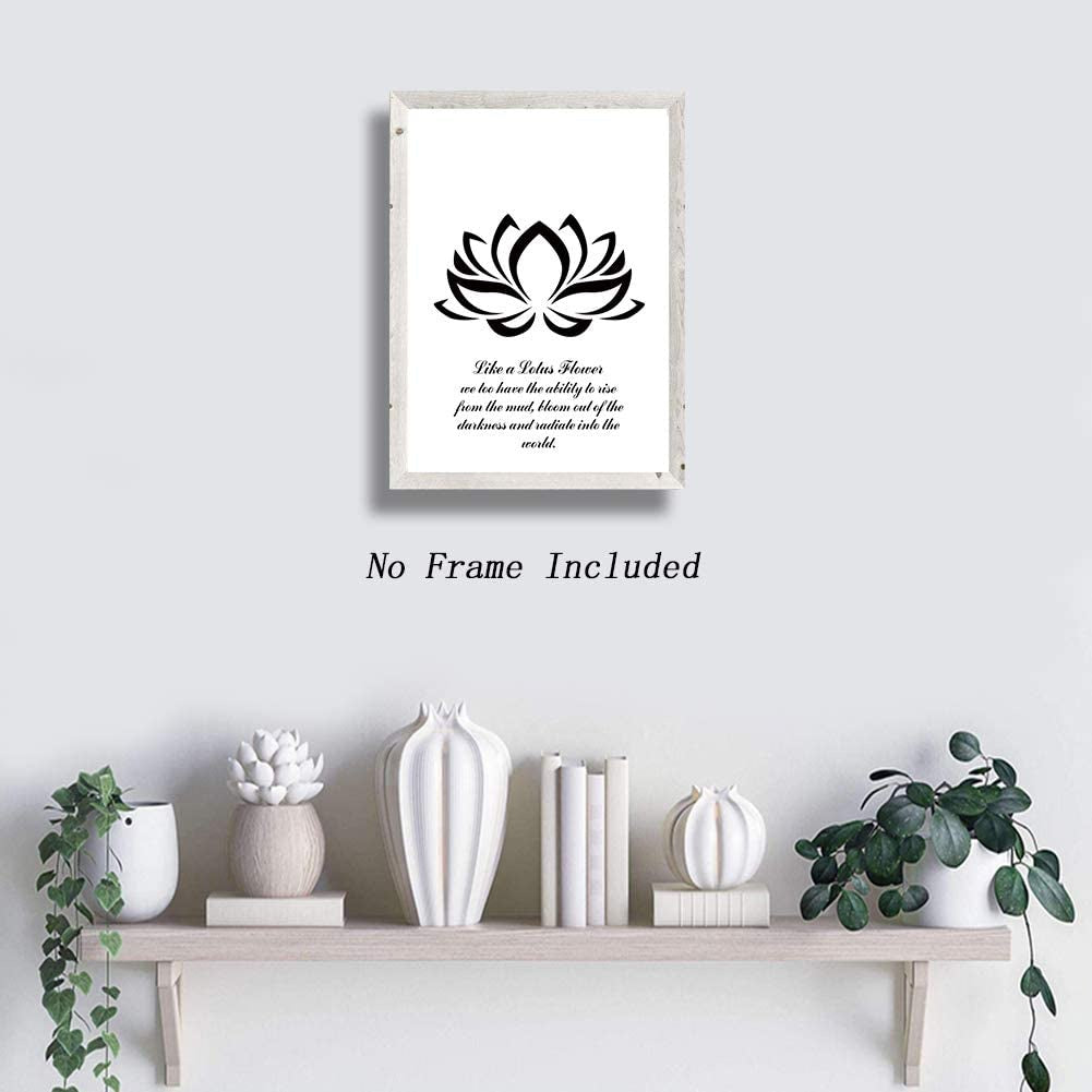 No Frame Yoga Art Print Set of 3 Lotus Flower Prints, Om Symbol Prints, Inspirational Zen Wall Art, Black and White Art Mehndi Yoga Artwork
