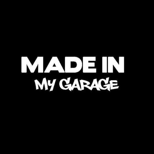17.8*5.9CM MADE IN MY GARAGE Funny Car Styling Car Stickers Decal Car Styling Motorcycle Body Cool Covers Black/Silver C9-0581