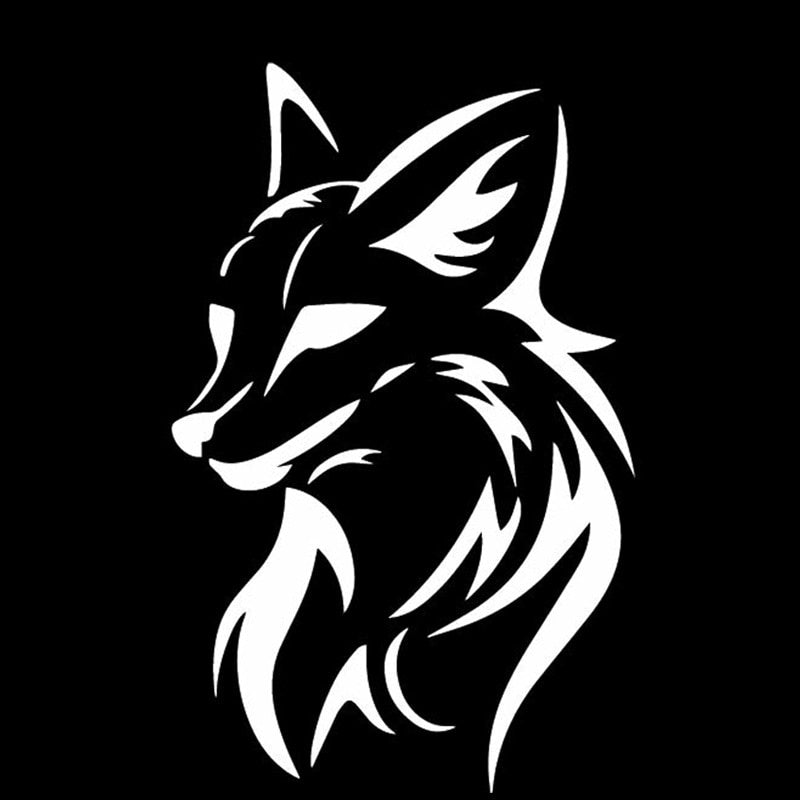 10CM*15.8CM Fox Head Creativity Decoration Car Door Car Sticker Vinyl Decal Black/Silver C4-1696