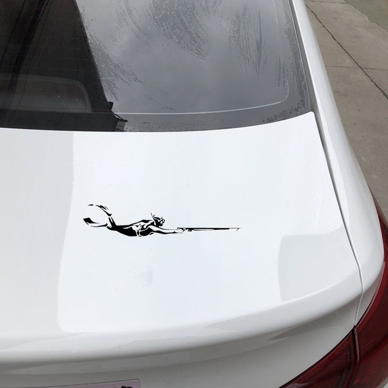 3CM*14.9CM Brave Diving Adventure Decal Car And Motorcycle Personality Stickers Fashion Decals Black/Silver C30-0541