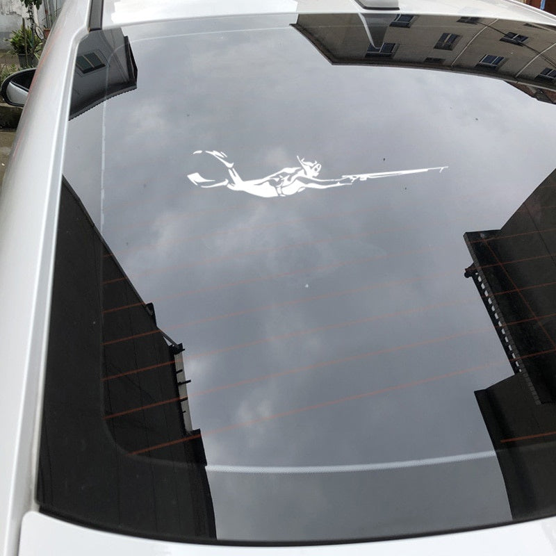 3CM*14.9CM Brave Diving Adventure Decal Car And Motorcycle Personality Stickers Fashion Decals Black/Silver C30-0541