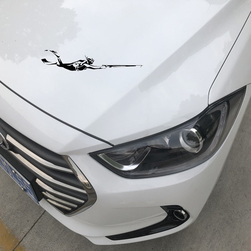 3CM*14.9CM Brave Diving Adventure Decal Car And Motorcycle Personality Stickers Fashion Decals Black/Silver C30-0541