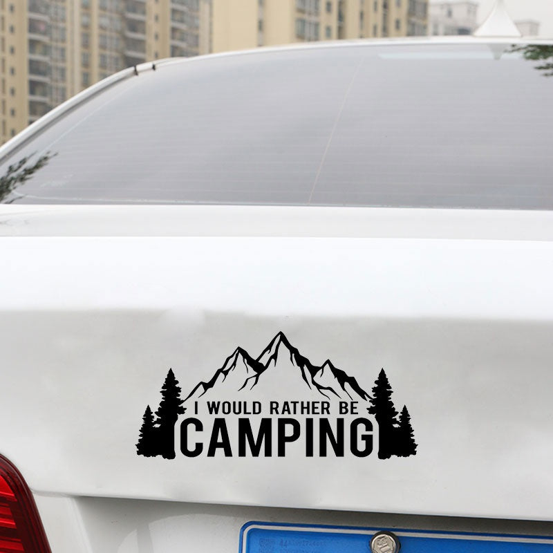 18.4CM*8.4CM I Would Rather Be Camping Car Sticker Vinyl Decal Black/Silver C31-0301