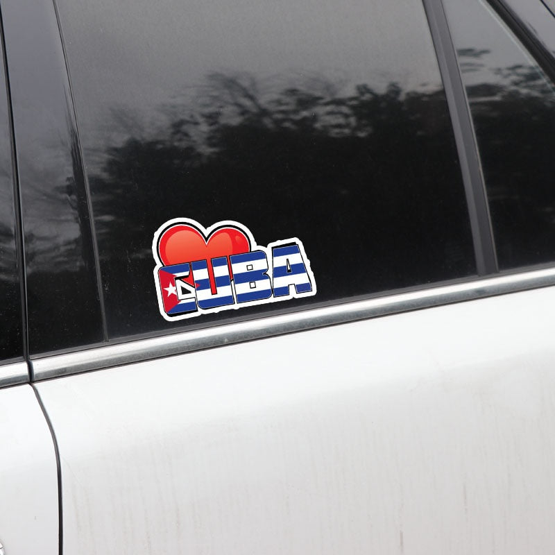 11.4CM*7CM Personality Cuba Heart Flag Motorcycle Helmet Decal Car Sticker