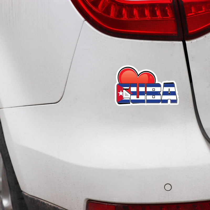 11.4CM*7CM Personality Cuba Heart Flag Motorcycle Helmet Decal Car Sticker