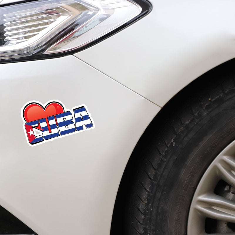 11.4CM*7CM Personality Cuba Heart Flag Motorcycle Helmet Decal Car Sticker