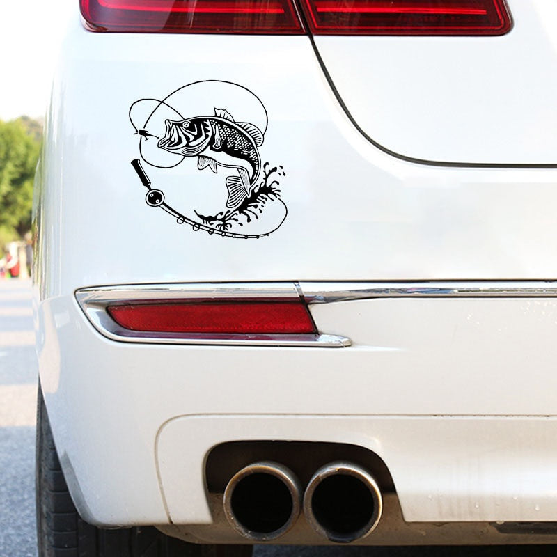 17.9CM*17.9CM Creative Fishing Silhouette Car Sticker Vinyl Decal Black/Silver Decor S9-0719