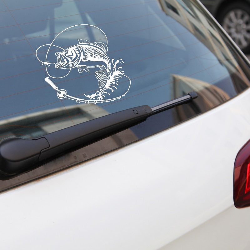 17.9CM*17.9CM Creative Fishing Silhouette Car Sticker Vinyl Decal Black/Silver Decor S9-0719