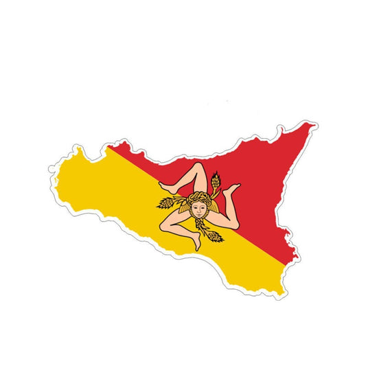 14.4CM*9.4CM  Sicilia Flag Map Car Sticker Body Motorcycle Decal