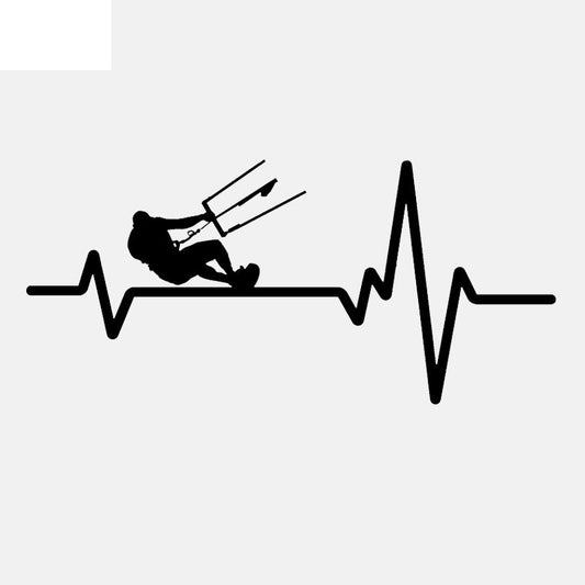 15.8CM*7.3CM Kiteboarding Kite Board  Heartbeat  Lifeline  Vinyl Black/Silver  Car Sticker C22-1151