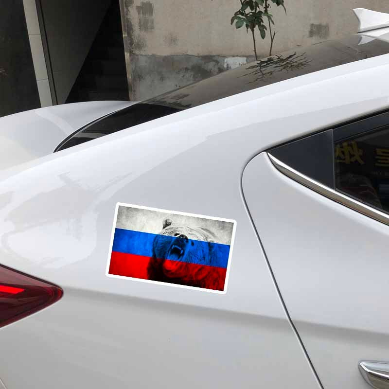 15.8CM*9.3CM Animal Bear  Russia Flag Decal Car Sticker PVC