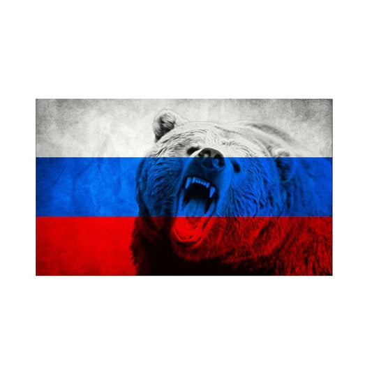 15.8CM*9.3CM Animal Bear  Russia Flag Decal Car Sticker PVC