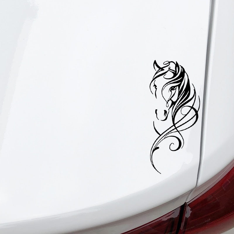 7.3CM*16.1CM Horse Fashion Creative Car Door Car Sticker Decoration Pattern Vinyl Decal Black/Silver C4-2574