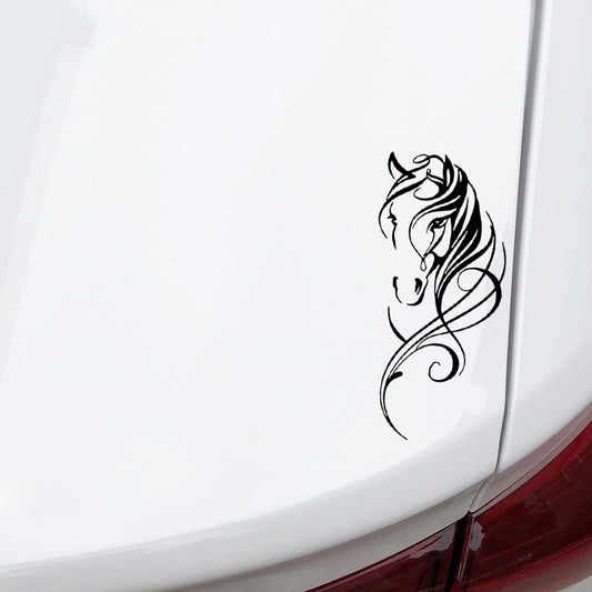 7.3CM*16.1CM Horse Fashion Creative Car Door Car Sticker Decoration Pattern Vinyl Decal Black/Silver C4-2574