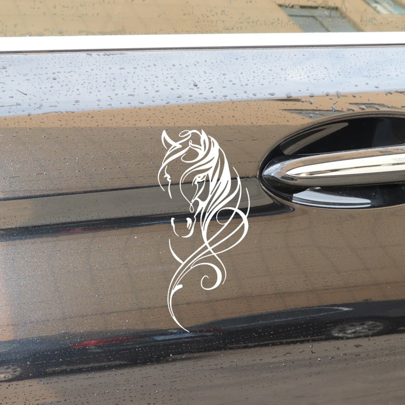 7.3CM*16.1CM Horse Fashion Creative Car Door Car Sticker Decoration Pattern Vinyl Decal Black/Silver C4-2574