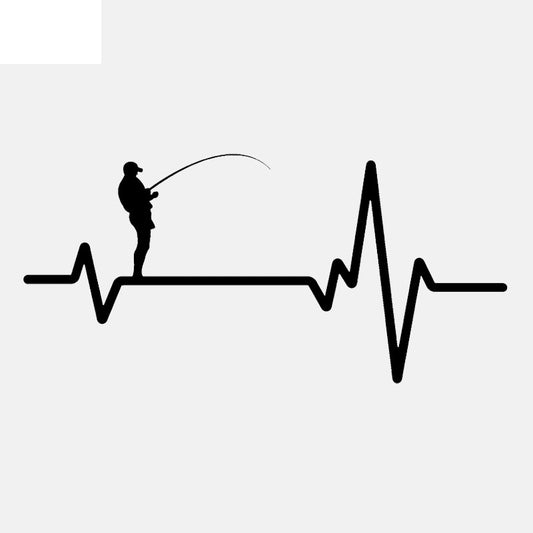 16.5CM*7.8CM Car Sticker  Fishing Deep Sea Man Heartbeat Vinyl Black/Silver  C22-1201