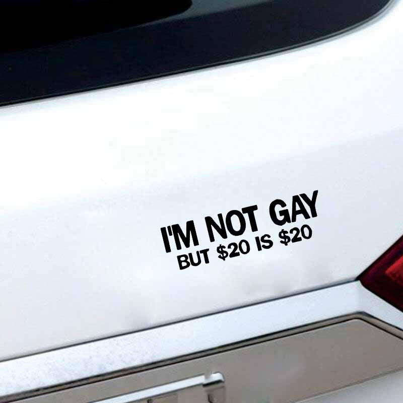 13.5X3.9CM I'M NOT GAY Funny Bumper Truck Window Car Sticker Vinyl Decal JDM Black/Silver C26-0259