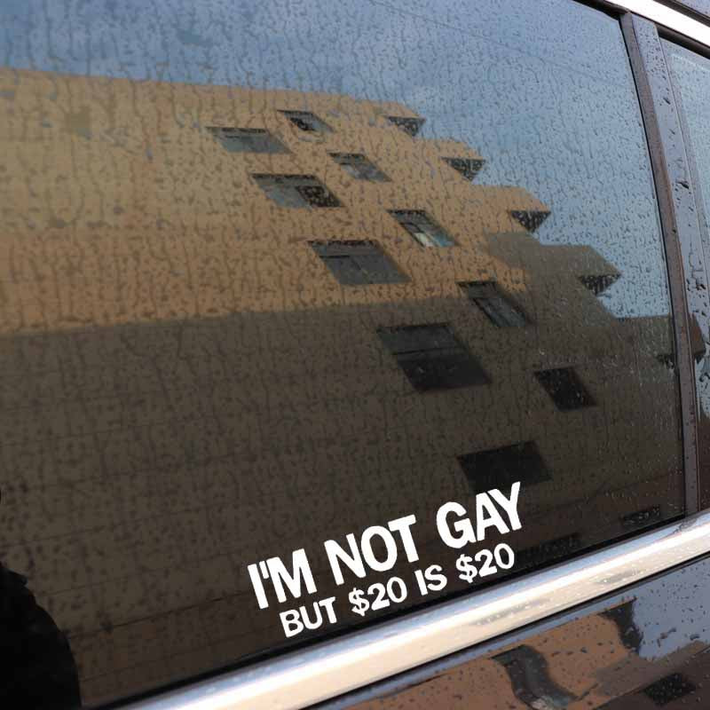 13.5X3.9CM I'M NOT GAY Funny Bumper Truck Window Car Sticker Vinyl Decal JDM Black/Silver C26-0259