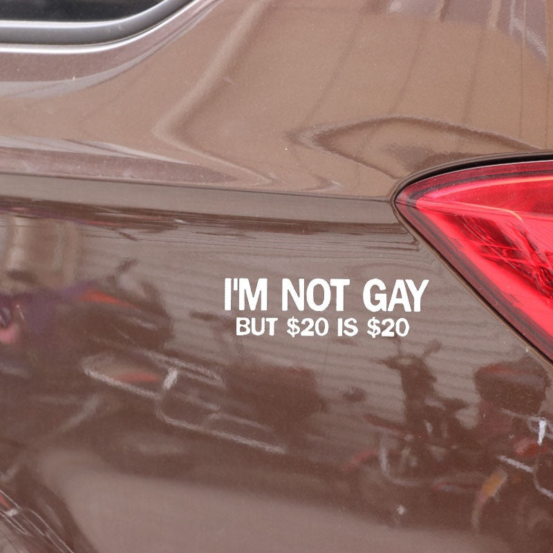 13.5X3.9CM I'M NOT GAY Funny Bumper Truck Window Car Sticker Vinyl Decal JDM Black/Silver C26-0259